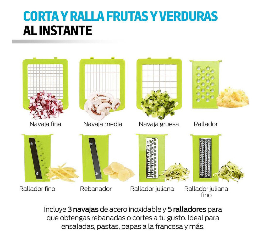 Redlemon Cortador De Verduras Y Frutas, Rallador Y Picador - - Imagen 3