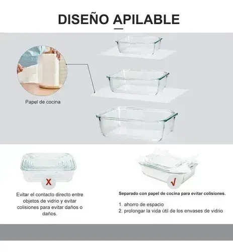 12 Contenedores Tapers Tuppers Vidrio Herméticos Cocina - Imagen 8