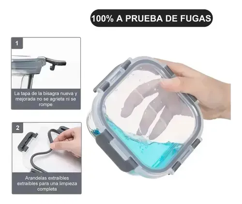 12 Contenedores Tapers Tuppers Vidrio Herméticos Cocina - Imagen 3
