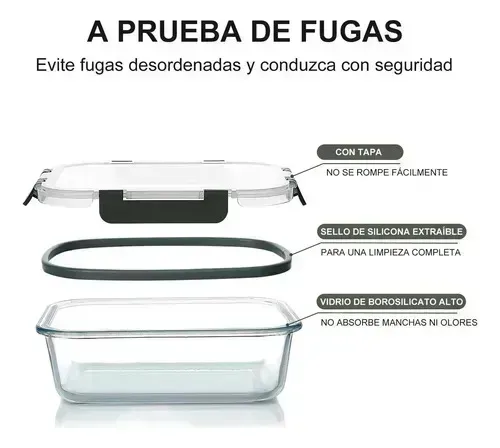 12 Contenedores Tapers Tuppers Vidrio Herméticos Cocina - Imagen 6